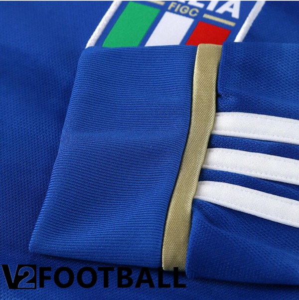 Italy Long Sleeve Soccer Jersey Home Blue 2023/2024