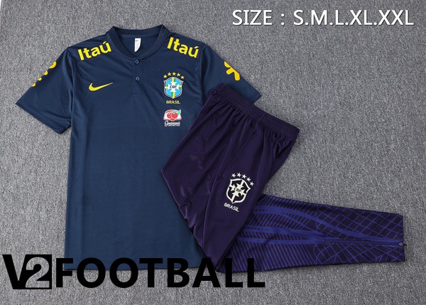 Brazil Soccer Polo + Pants Royal Bluee 2023/2024