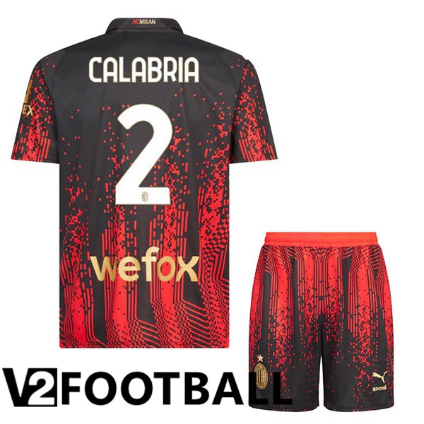 AC Milan (CALABRIA 2) Kids Soccer Jersey Fourth Red Black 2022/2023
