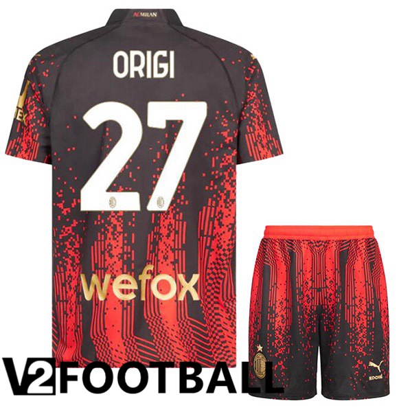 AC Milan (ORIGI 27) Kids Soccer Jersey Fourth Red Black 2022/2023