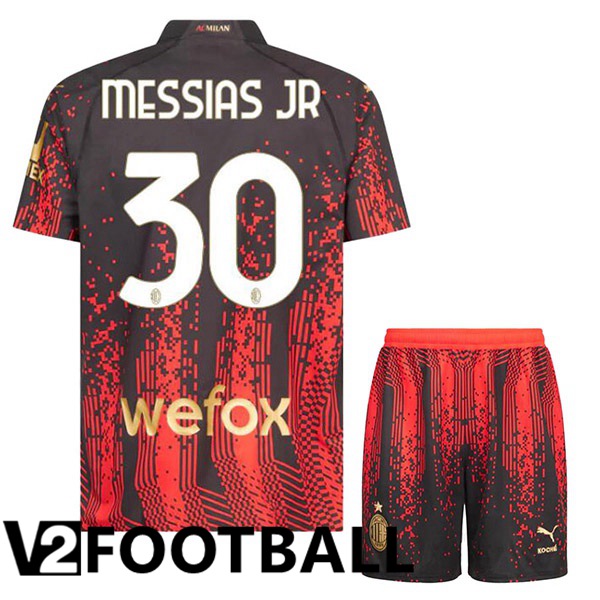 AC Milan (MESSIAS JR 30) Kids Soccer Jersey Fourth Red Black 2022/2023