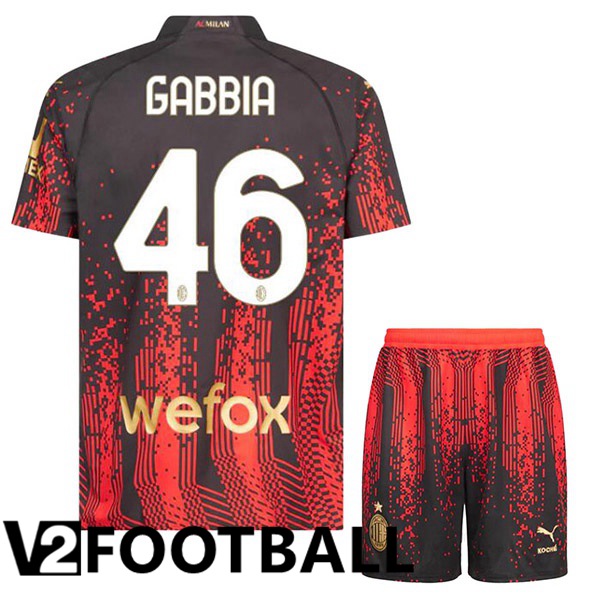 AC Milan (GABBIA 46) Kids Soccer Jersey Fourth Red Black 2022/2023