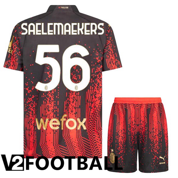 AC Milan (SAELEMAEKERS 56) Kids Soccer Jersey Fourth Red Black 2022/2023