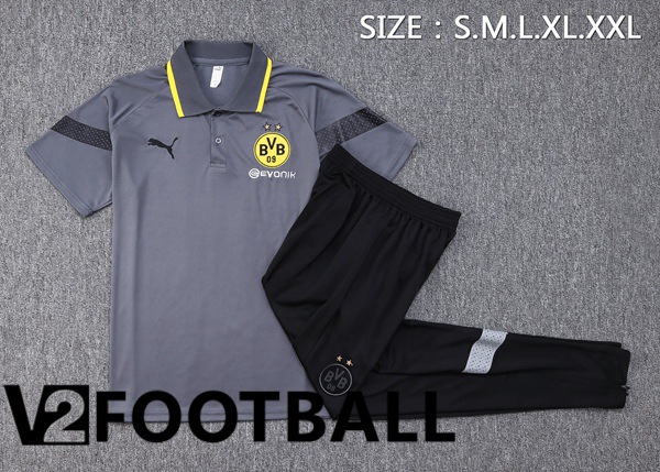 Dortmund BVB Soccer Polo + Pants Grey 2023/2024