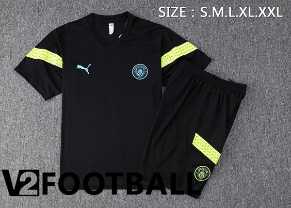 Manchester City Training T Shirt + Shorts Black 2023/2024