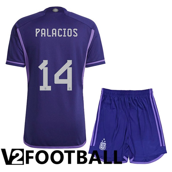 Argentina (PALACIOS 14) 3 Stars Kids Football Shirt Away Purple 2022/2023