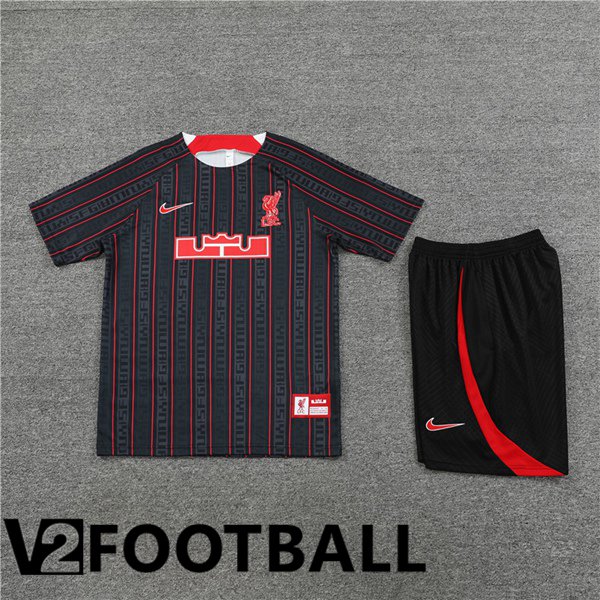FC Liverpool Training T Shirt + Shorts Black 2023/2024