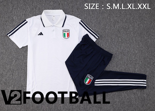 Italy Football Polo + Pants White 2023/2024