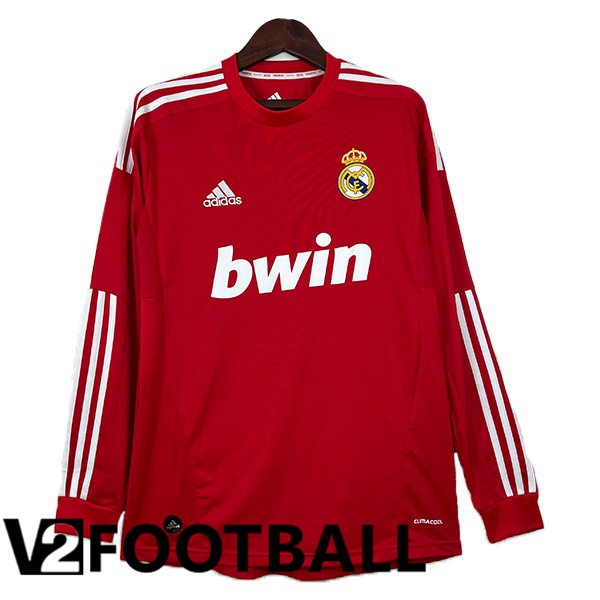 Real Madrid Retro Football Shirt Third Long Sleeve Red 2011-2012
