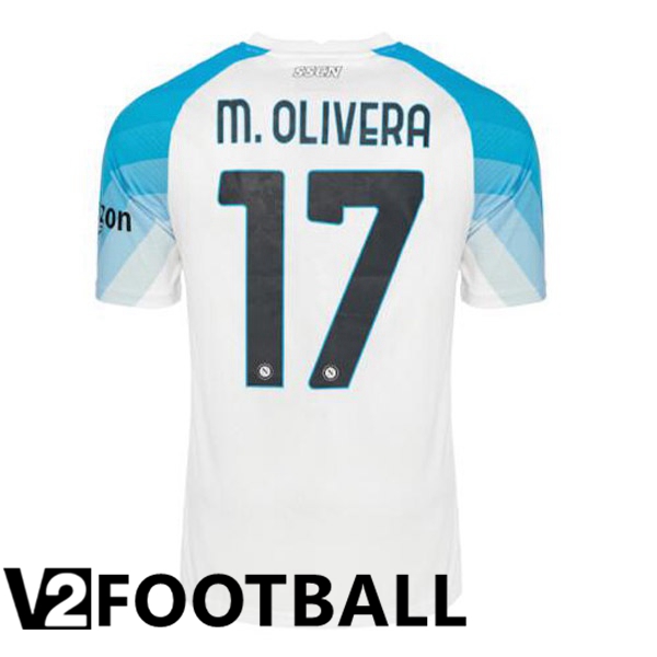 SSC Napoli (M.Olivera 17) Football Shirt Face Game Blue White 2022/2023