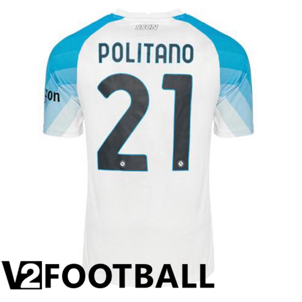SSC Napoli (Politano 21) Football Shirt Face Game Blue White 2022/2023