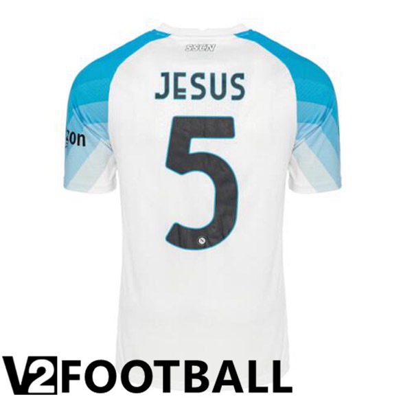 SSC Napoli (Jesus 5) Football Shirt Face Game Blue White 2022/2023