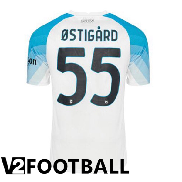 SSC Napoli (Ostigard 55) Football Shirt Face Game Blue White 2022/2023
