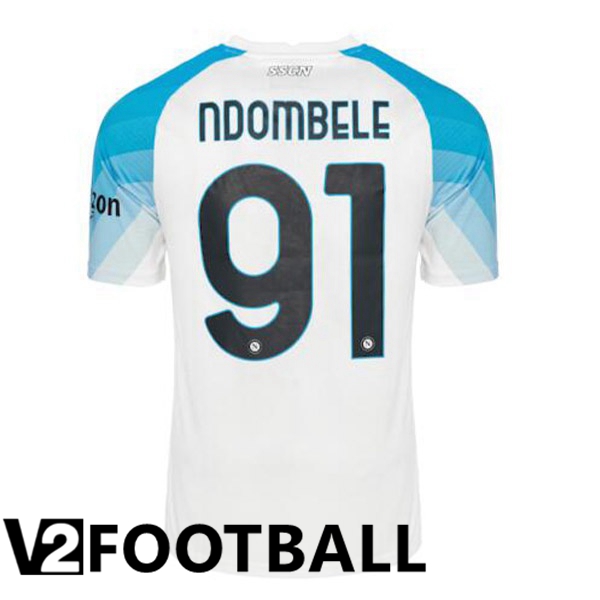 SSC Napoli (Ndombele 91) Football Shirt Face Game Blue White 2022/2023