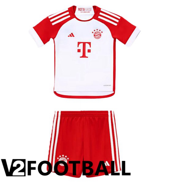 Bayern Munich Kids Soccer Shirt Home White Red 2023/2024