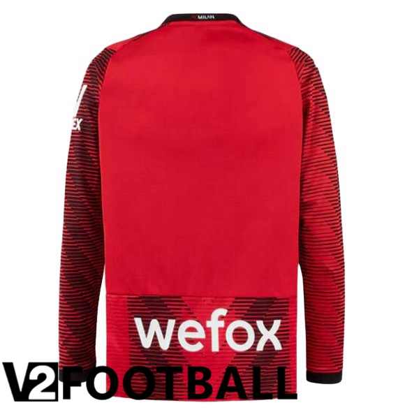 AC Milan Soccer Shirt Home Long Sleeve Red 2023/2024