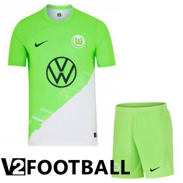 Vfl Wolfsburg Kids Soccer Shirt Home Green 2023/2024