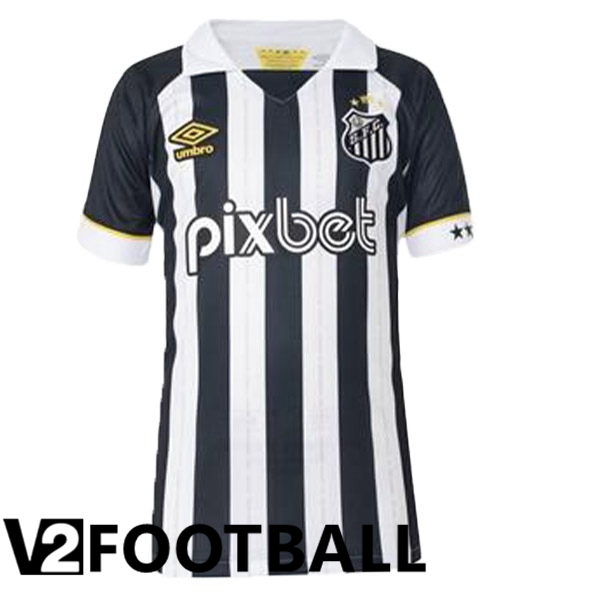 Santos FC Soccer Shirt Away Black White 2023/2024