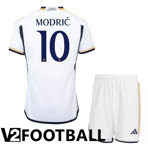 Real Madrid (Modrić 10) Kids Football Shirt Home White 2023/2024