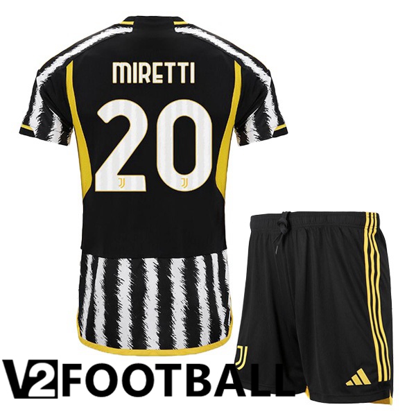 Juventus (MIRETTI 20) Kids Football Shirt Home Black White 2023/2024