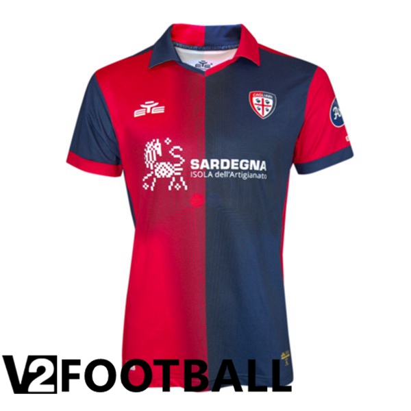 Cagliari Calcio Football Shirt Home Red Blue 2023/2024