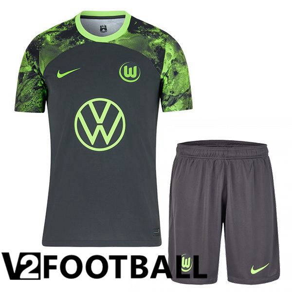 Vfl Wolfsburg Kids Football Shirt Away Green 2023/2024