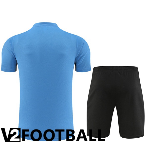 Paris PSG Training T Shirt + Shorts Blue 2023/2024