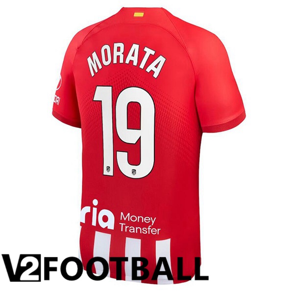 Atletico Madrid (Morata 19) Football Shirt Home Red 2023/2024