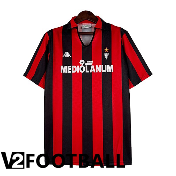 AC Milan Retro Football Shirt Home Red 1989-1990