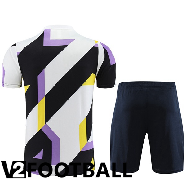 Real Madrid Training T Shirt + Shorts White Black 2023/2024