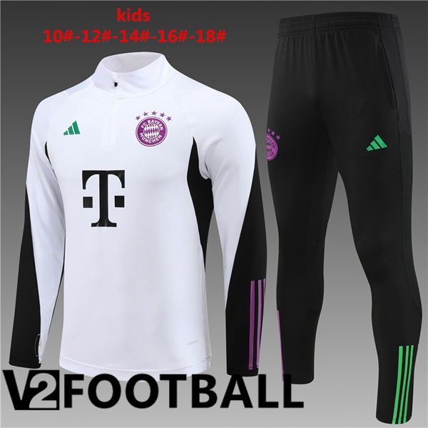 Bayern Munich Kids Training Tracksuit Suit White 2023/2024