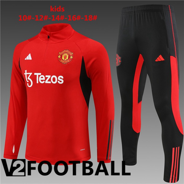 Manchester United Kids Training Tracksuit Suit Red 2023/2024