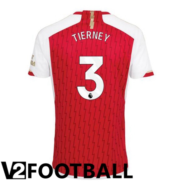 Arsenal TIERNEY 3 Home Soccer Shirt Red White 2023/2024