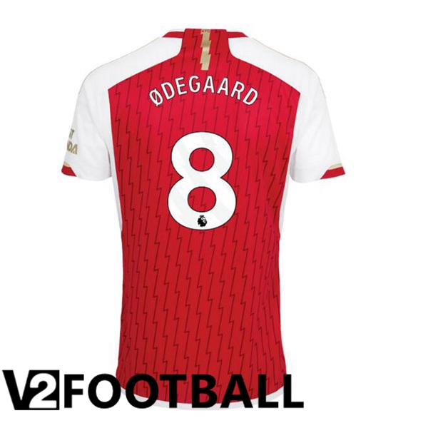 Arsenal ØDEGAARD 8 Home Soccer Shirt Red White 2023/2024
