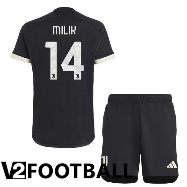 Juventus MILIK 14 Kids Juventus Third Soccer Shirt Black 2023/2024