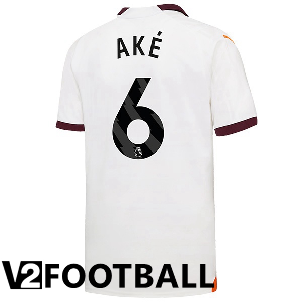 Manchester City Nathan Ake 6 Away Soccer Shirt White 2023/2024