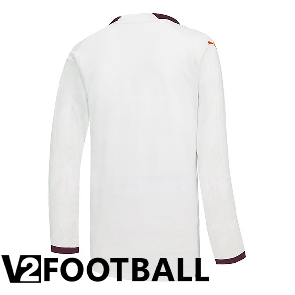 Manchester City Away Soccer Shirt Long sleeve White 2023/2024
