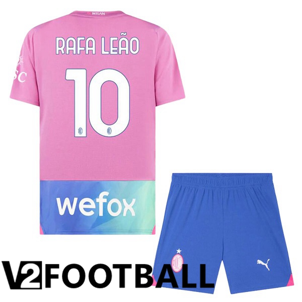 AC Milan Rafa Leão 10 Kids Third Soccer Shirt Rose 2023/2024