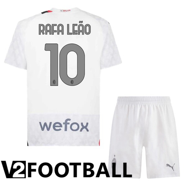 AC Milan Rafa Leão 10 Kids Away Soccer Shirt White 2023/2024