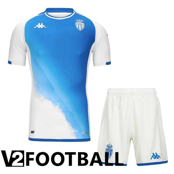 AS Monaco Kids Third Soccer Shirt Blue White 2023/2024