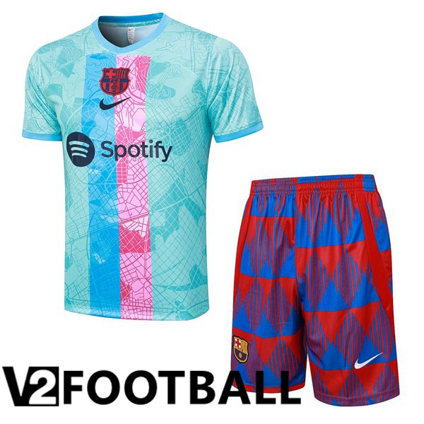 FC Barcelona Training T Shirt + Shorts Blue 2023/2024