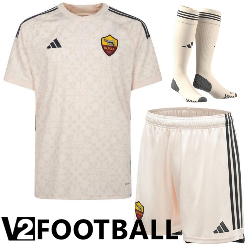 AS Roma Away Soccer Shirt Shorts + Sock 2023/2024