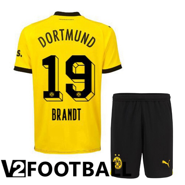Dortmund BVB (Brandt 19) Kids Soccer Shirt Home Yellow Black 2023/2024