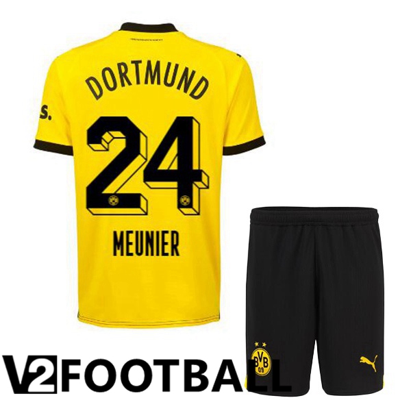 Dortmund BVB (Meunier 24) Kids Soccer Shirt Home Yellow Black 2023/2024