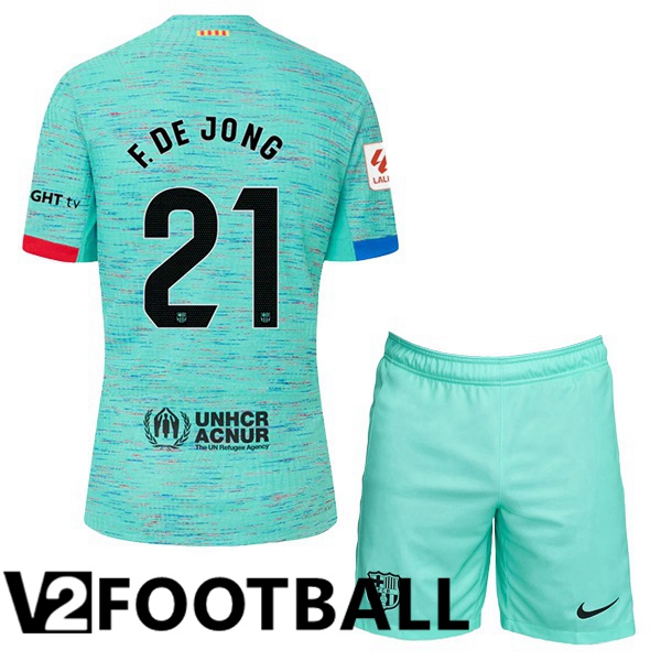 FC Barcelona (F. De JONG 21) Kids Soccer Shirt Third Green 2023/2024