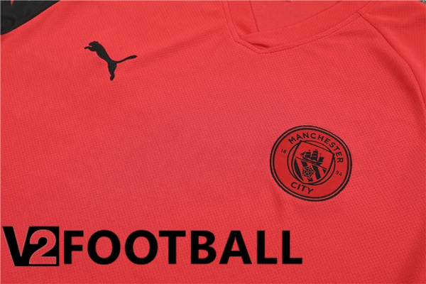 Manchester City Training T Shirt + Shorts Red 2023/2024