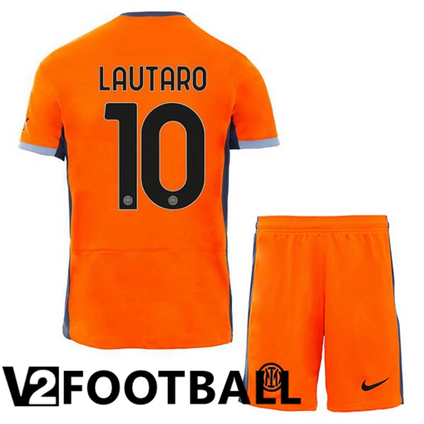 Inter Milan (LAUTARO 10) Kids Soccer Shirt Third Orange 2023/2024