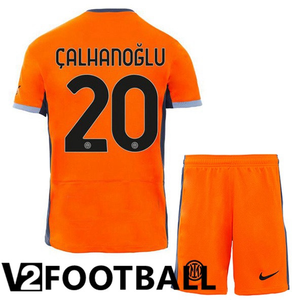 Inter Milan (ÇALHANOĞLU 20) Kids Soccer Shirt Third Orange 2023/2024