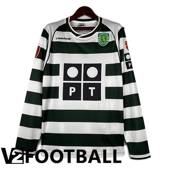 Sporting CP Retro Soccer Shirt Home Long Sleeve Green 2001-2003