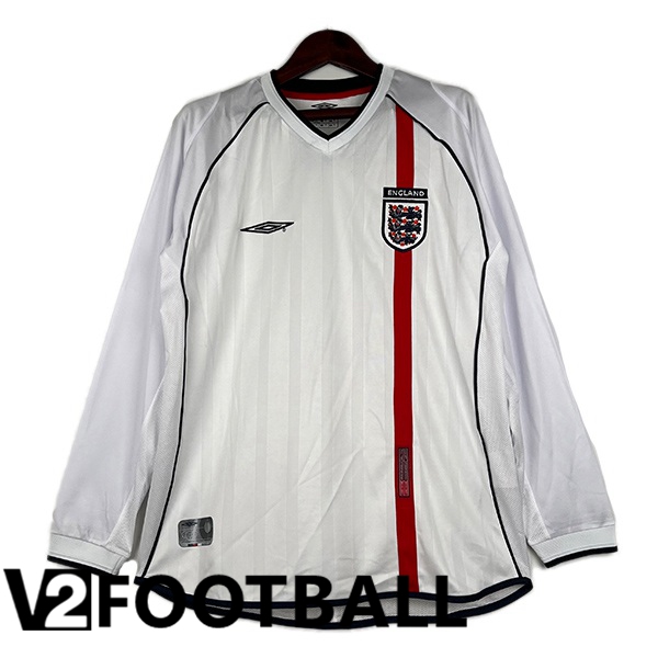 England Retro Soccer Shirt Home Long Sleeve White 2002